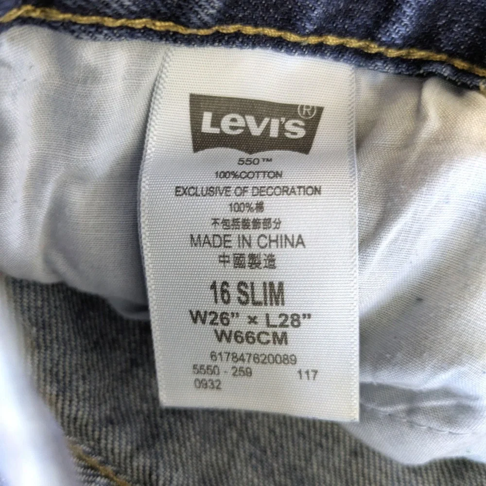 Levis 550 Relaxed Fit Jeans Boys 16 Slim Medium Wash Blue Denim W26 L28